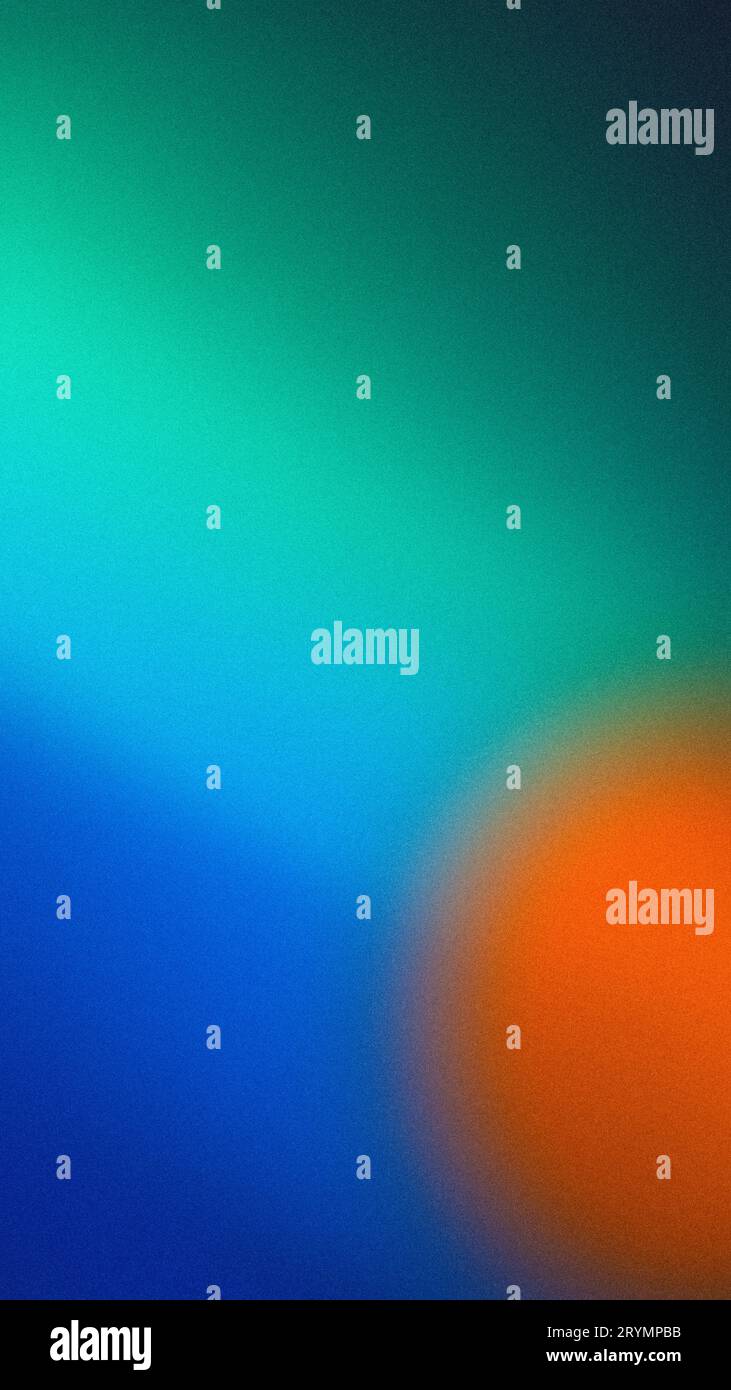 Lebendiger grundierter Retro-Hintergrund Blau Orange Türkis Noise Strukturiertes Kunstposter-Design, lebendige Farben abstrakter Hintergrund Stockfoto