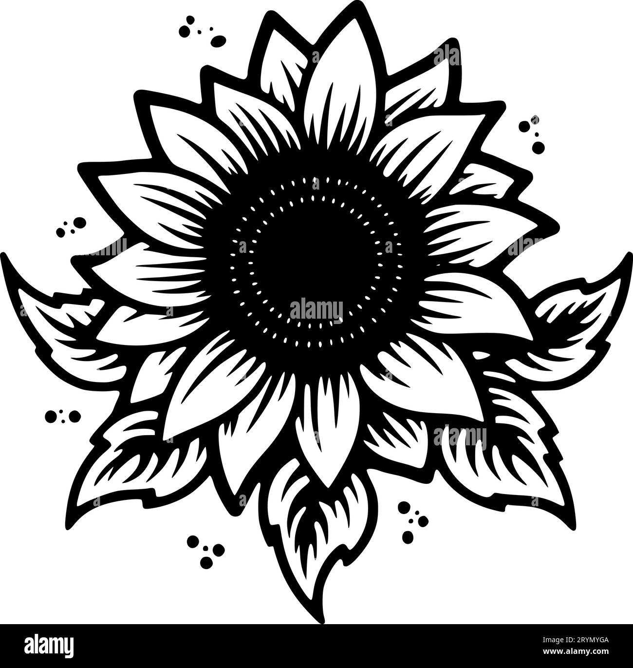Blume – Schwarzweiß-isoliertes Symbol – Vektorillustration Stock Vektor