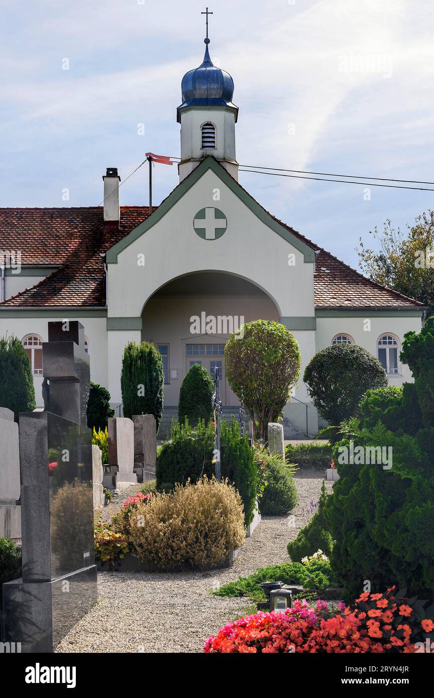 Friedhof und Leichenhalle, Bad Groenenbach, Bayern, Deutschland Stockfoto