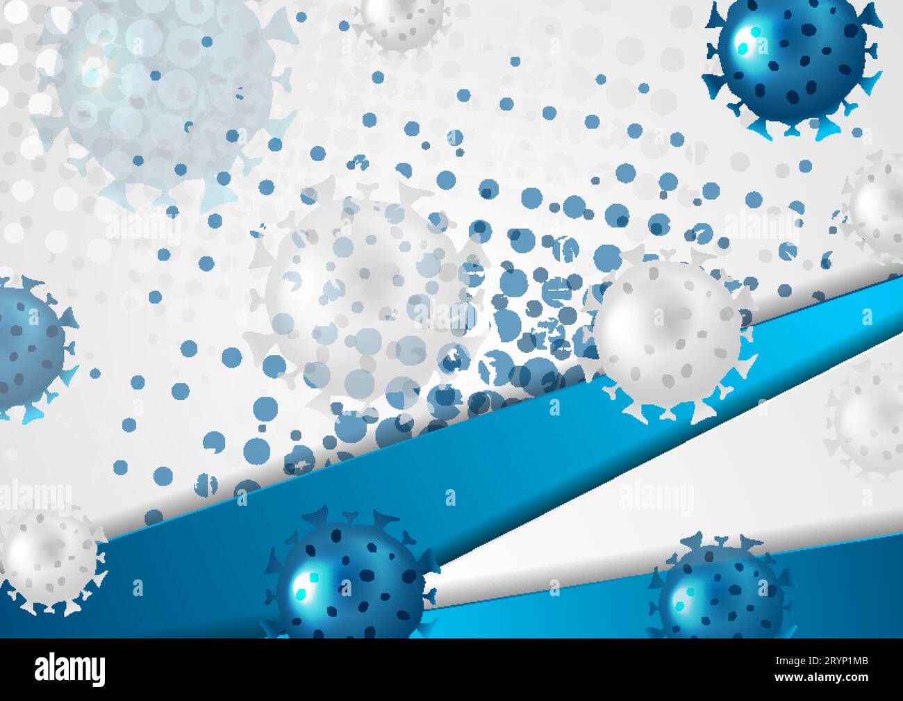 Blauer und grauer Grunge-Hintergrund mit COVID-19-Bakterien. Abstraktes Coronavirus-Vektordesign Stock Vektor
