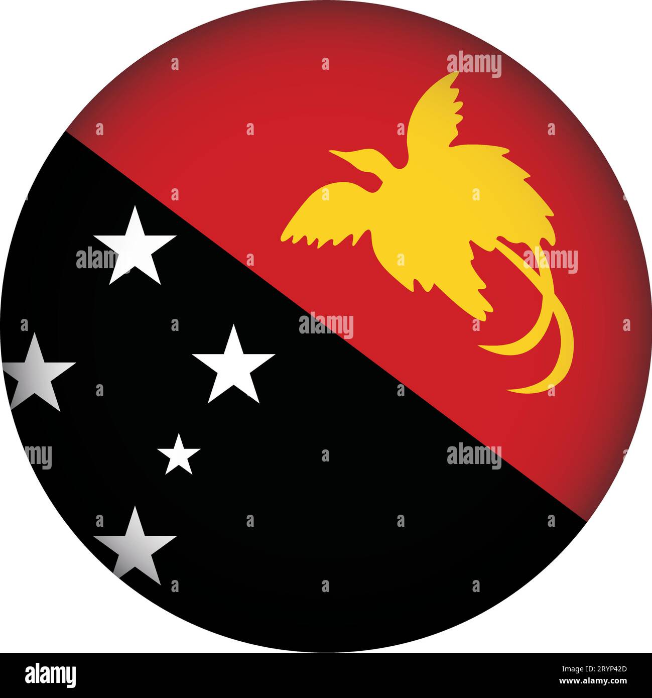 Papua-Neuguinea-Flagge, Runde Form Stock Vektor