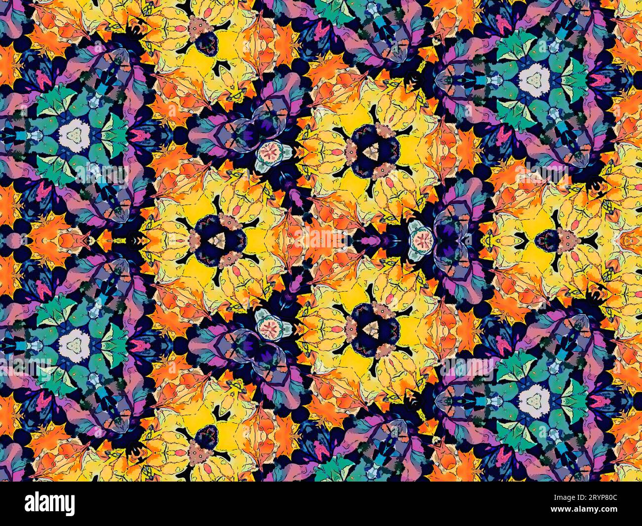 Eine faszinierende Darstellung abstrakter Blumenmuster, die mithilfe von Vektorgrafiken erstellt wurden Stockfoto