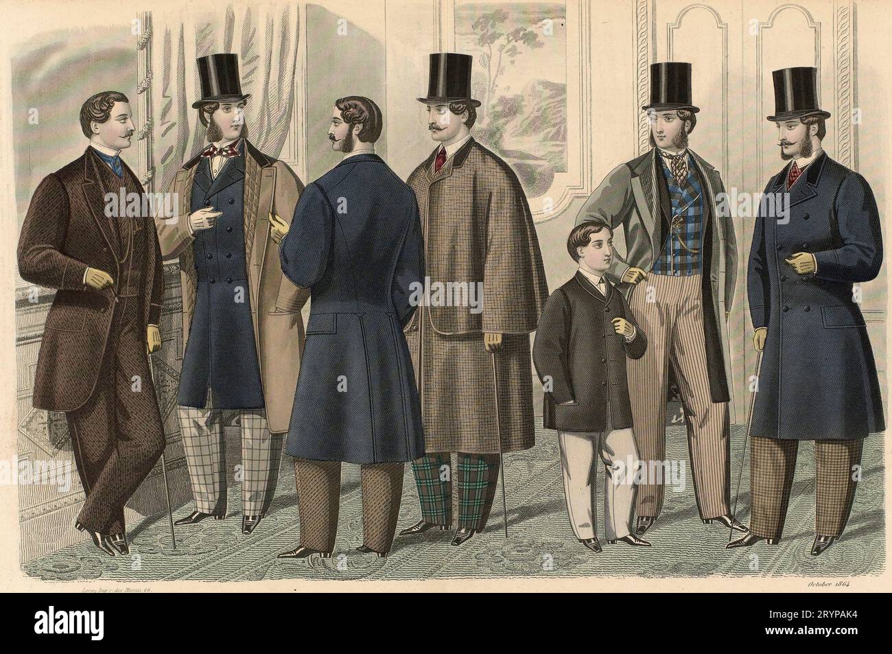 Gazette of Fashion, Oktober 1864 - Herrenmode des 19. Jahrhunderts Stockfoto