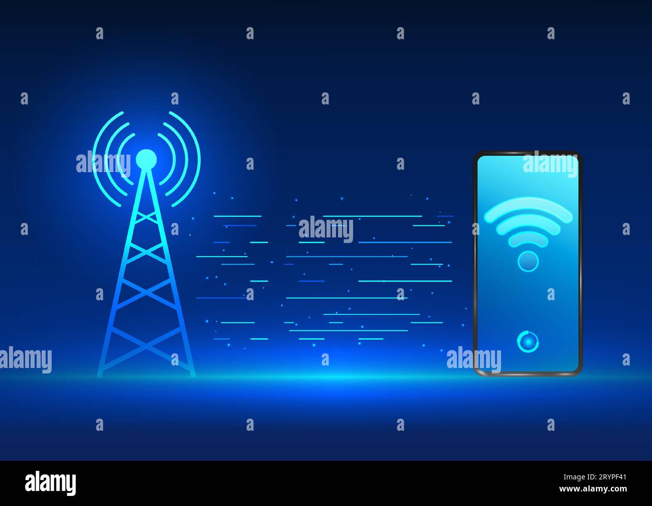 Übertragungstechnologie es handelt sich um eine Technologie, die Signale an Mobiltelefone sendet. Wird für Kommunikation und Internetzugang verwendet Vektorillustration Stock Vektor
