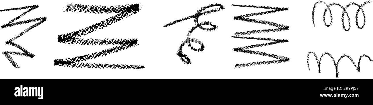 Abstrakte Pinselstriche mit Texturen, Grunge- und Tinteneffekten. Flache Vektorillustration isoliert auf weißem Hintergrund. Stock Vektor
