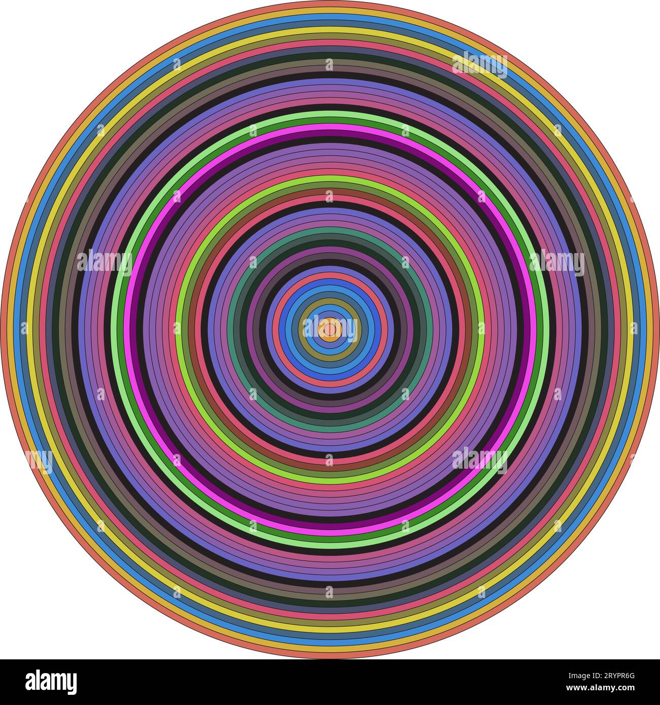 Abstrakte grafische Spiralkreise. Kreisförmige Bewegung, radiale dynamische mehrfarbige Umrisse.Vektorkonstruktion, Drehwirbelkreis. Rotierende Formen. Stock Vektor