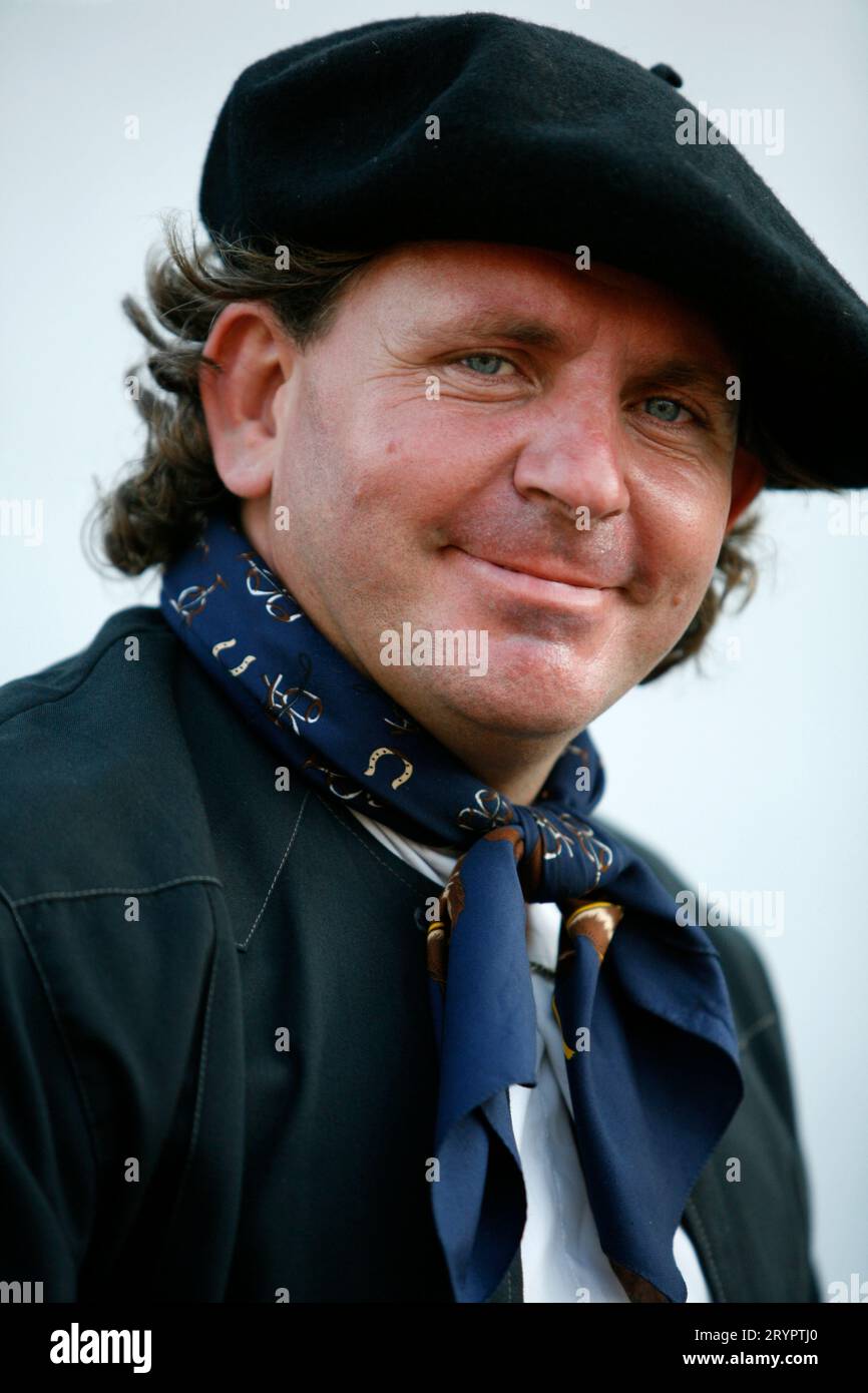 Porträt eines Gauchos in der Feria de Mataderos, Buenos Aires, Argentinien. Stockfoto
