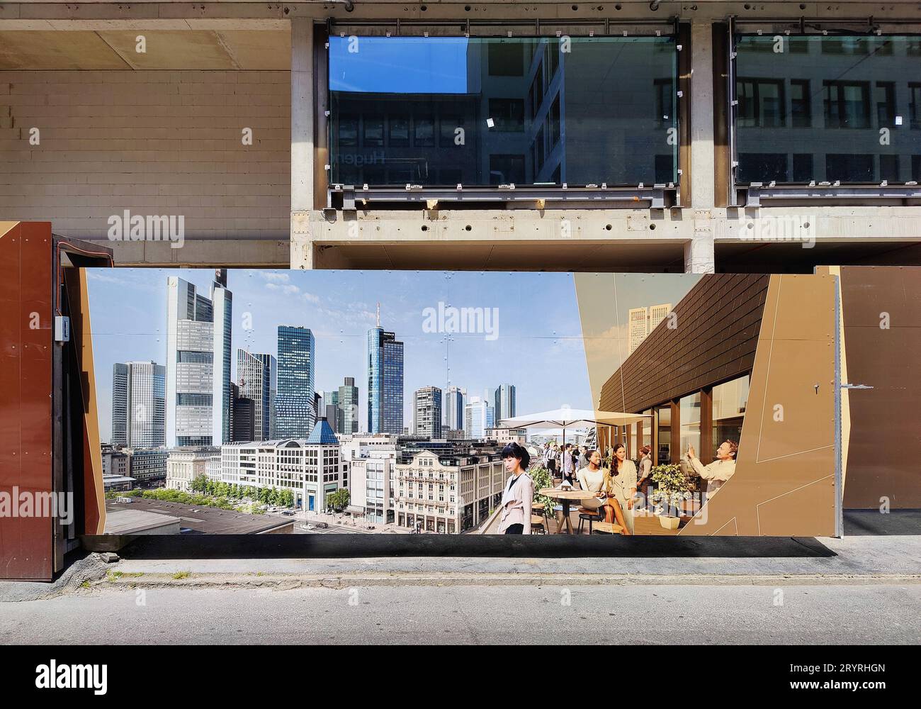 Zukunftssicht auf Stadt und Baustelle, Erscheinungsbild und Realität, Frankfurt am Main Deutschland Stockfoto