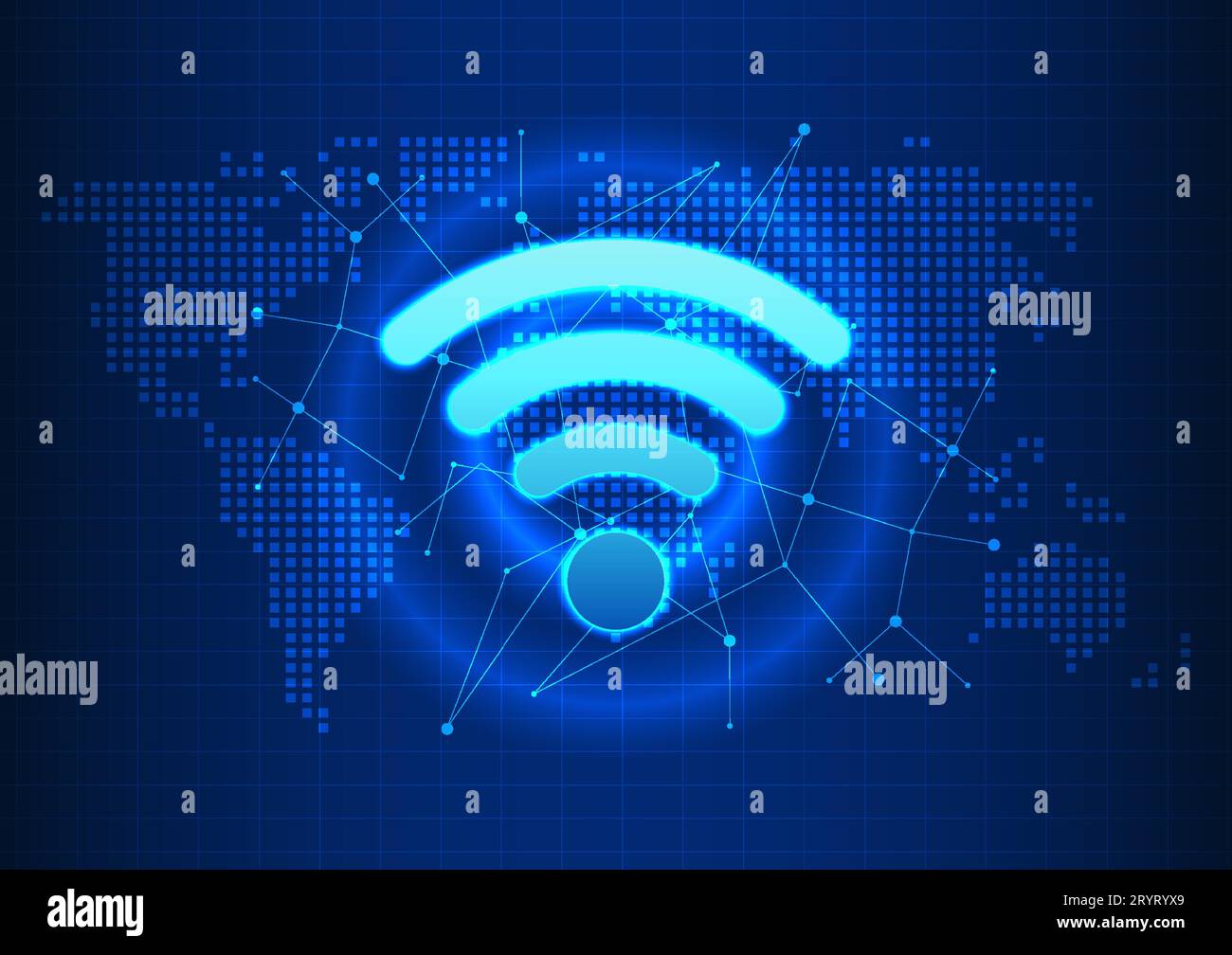 Wi-Fi-Technologie, Wi-Fi ist eine Technologie, die drahtlose Internetsignale an elektronische Geräte überträgt, um auf das Internet zuzugreifen n. das wlan-Symbol ist auf t gesetzt Stock Vektor