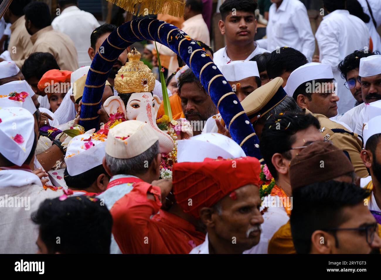 Pune, Indien 29. September 2023, Shri Kasba Ganpati Ganpati Palkhi