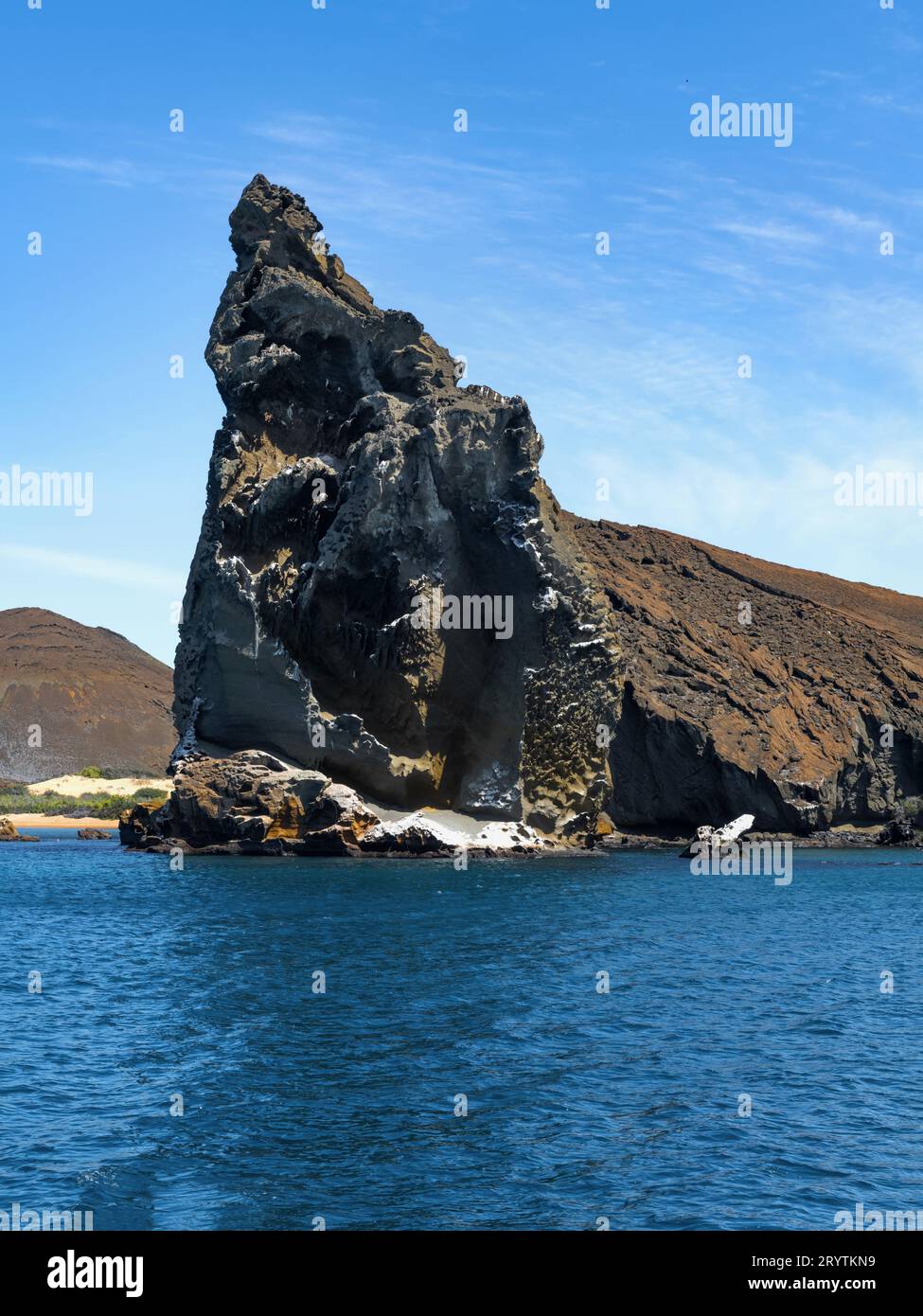 Pinnacle Rock auf der Insel Bartolomé auf den Galapagos-Inseln Stockfoto