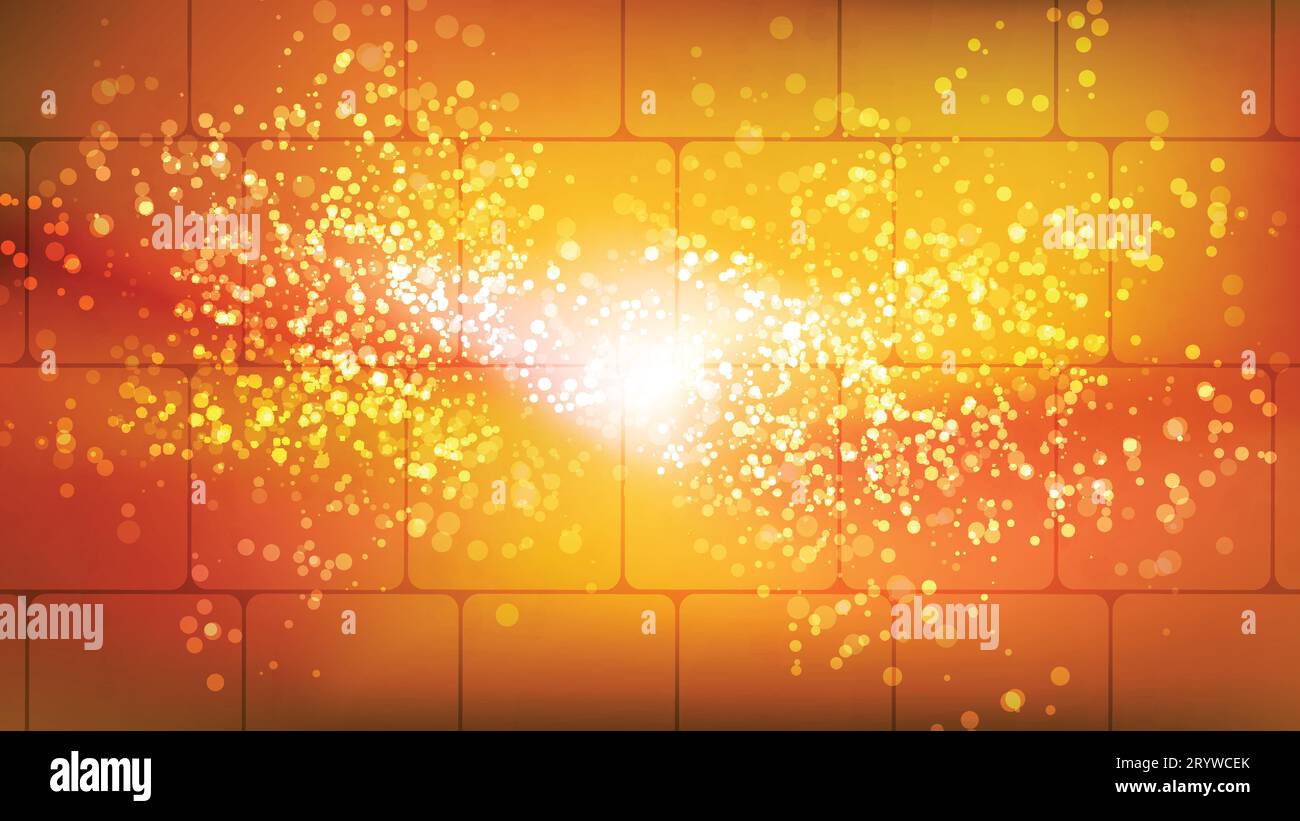 Rote und goldene Tapete, Hintergrunddesign für Ihr Unternehmen mit glitzernder transparenter Ziegelwand, abstraktes Bokeh-Muster Stock Vektor