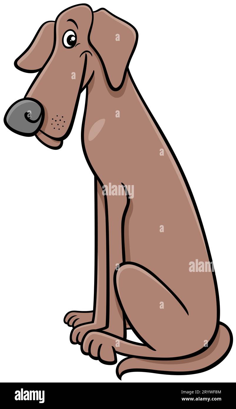 Cartoon-Darstellung einer sitzenden Dänen reinrassigen Hundefigur Stockfoto