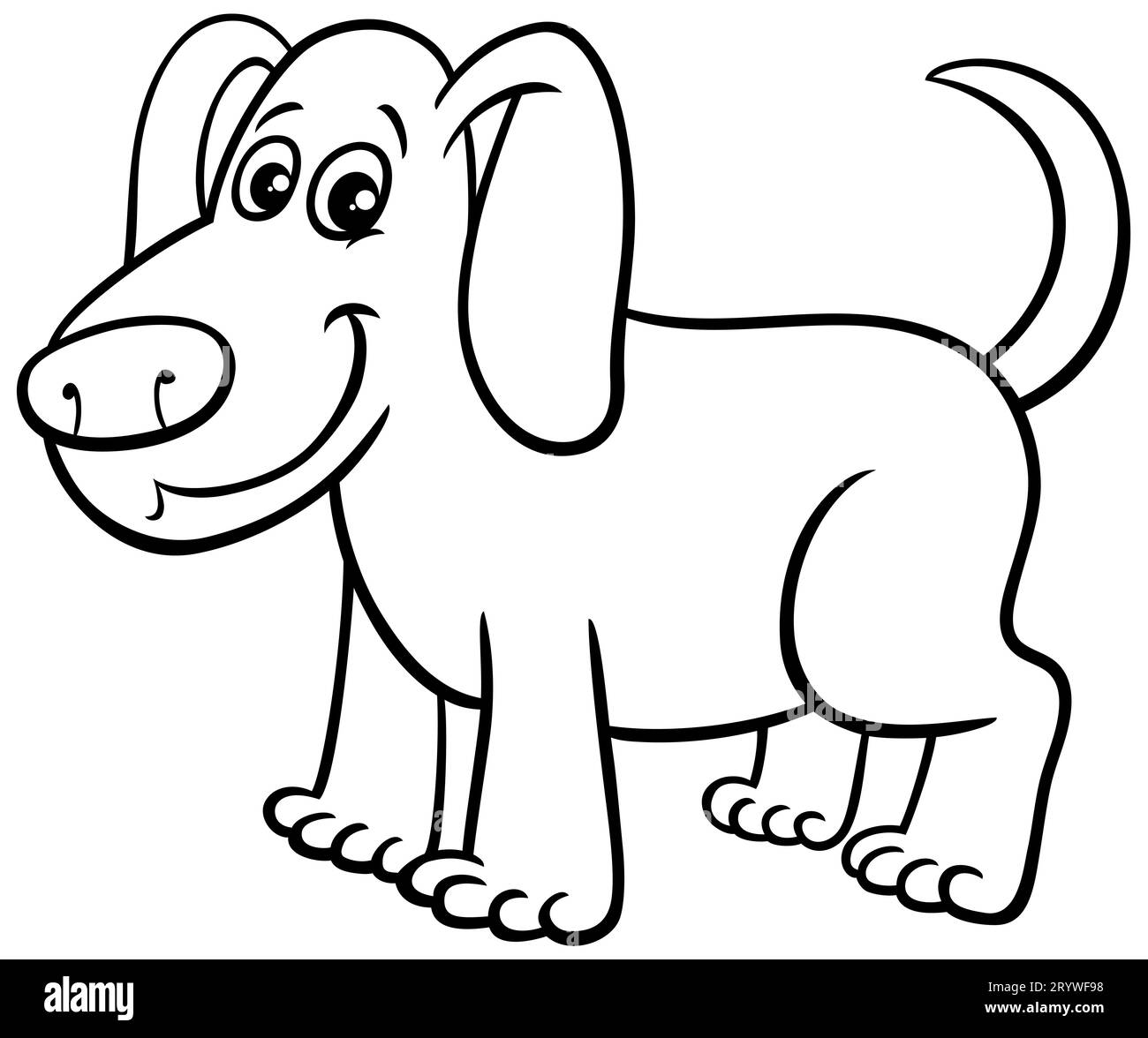 Schwarz-Weiß-Cartoon-Illustration von lustigen Hund Comic Tier Charakter Färbung Seite Stockfoto