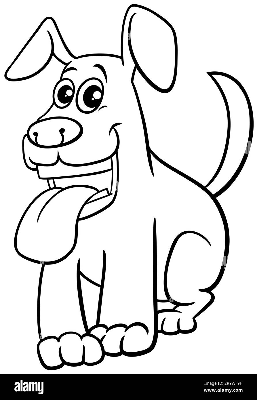 Schwarz-Weiß-Cartoon-Illustration von glücklichen Hund Comic Tier Charakter Färbung Seite Stockfoto
