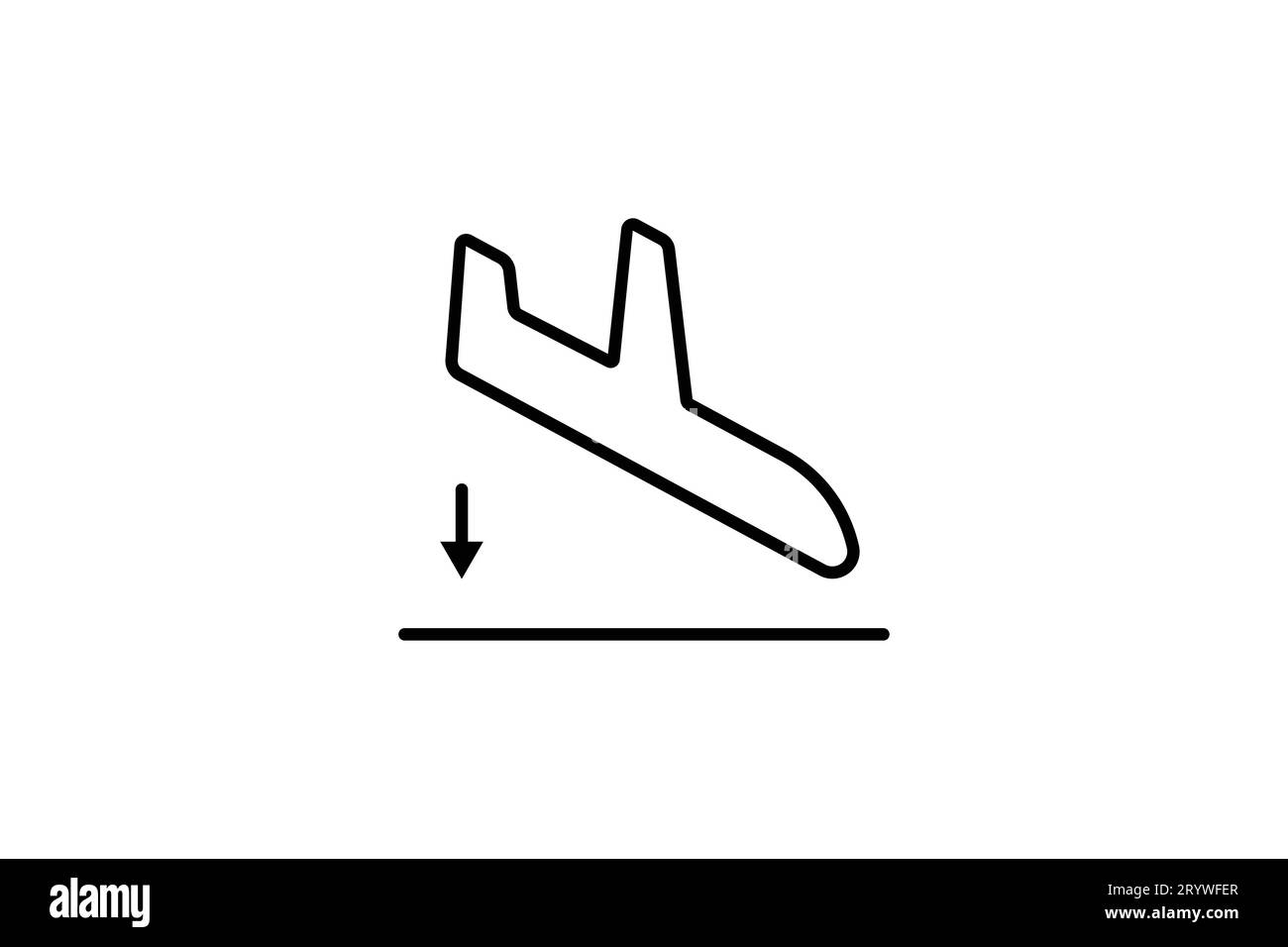 Landing-Symbol. Flugzeug. Symbol für Flughafen. Geeignet für Website-Design, App, Benutzeroberflächen, druckbar usw. Liniensymbolstil. Einfacher Vektor des Stock Vektor