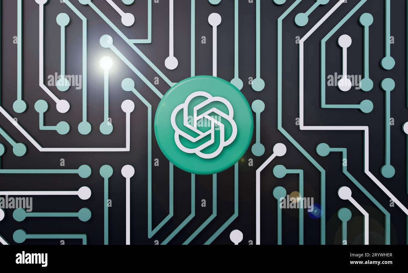 Pune, Indien - Oktober 2023. ChatGPT ein KI-Chatbot, der von OpenAI entwickelt wurde und auf der Grundlage des großen Sprachmodells basiert. Isolierte 3D-Darstellung. Stockfoto