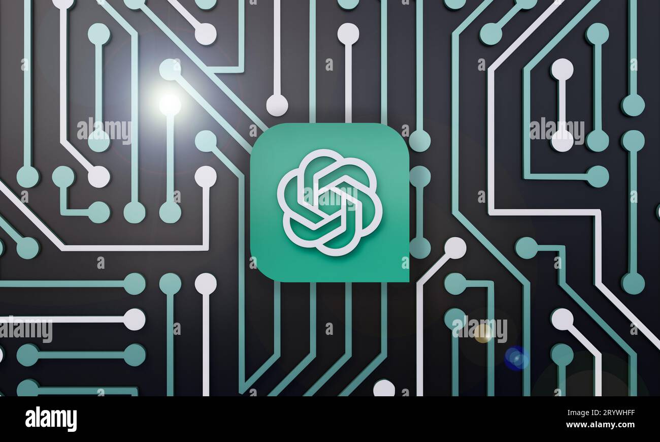 Pune, Indien - Oktober 2023. ChatGPT ein KI-Chatbot, der von OpenAI entwickelt wurde und auf der Grundlage des großen Sprachmodells basiert. Isolierte 3D-Darstellung. Stockfoto