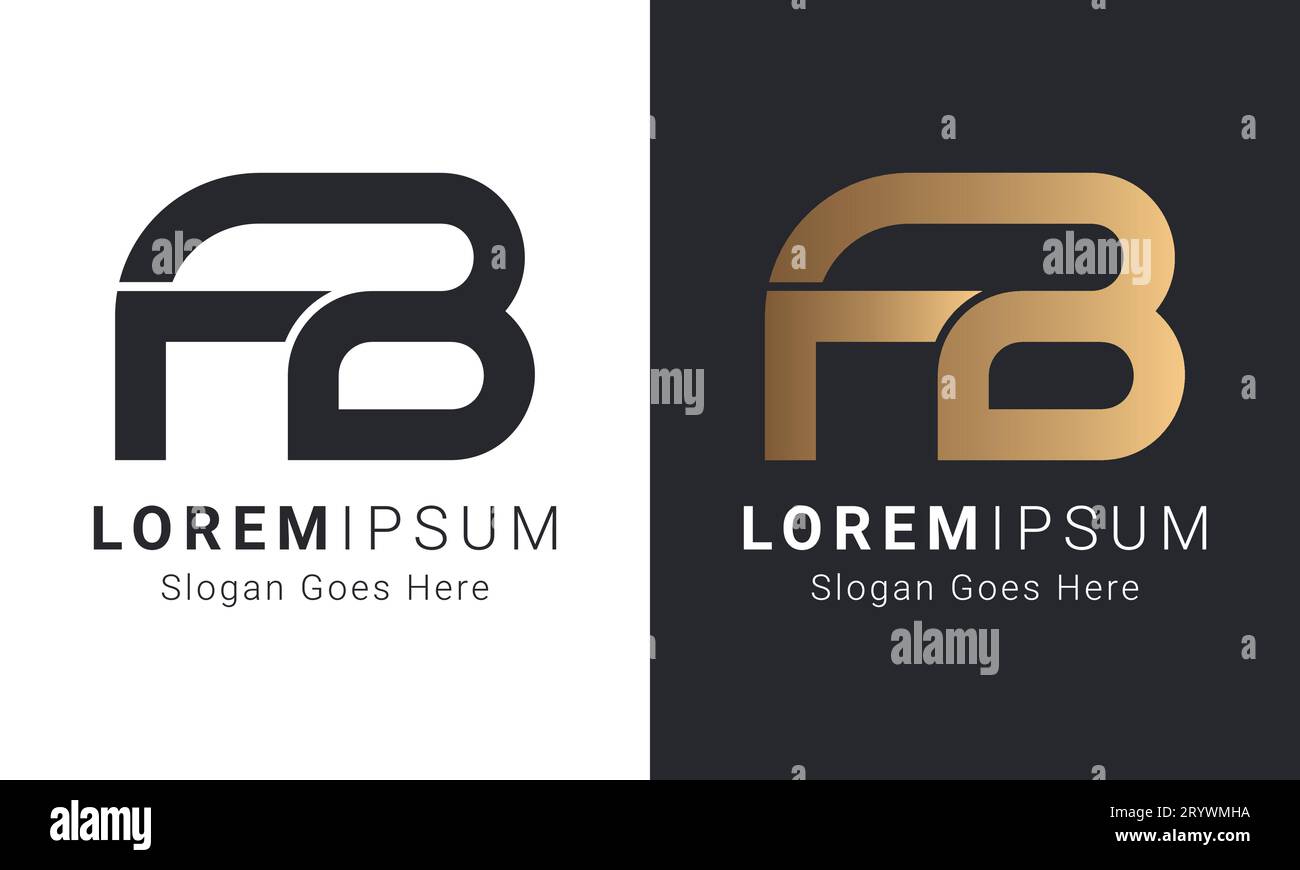 Luxuriöses erstes FB- oder BF-Textzeichen-Logo Stock Vektor