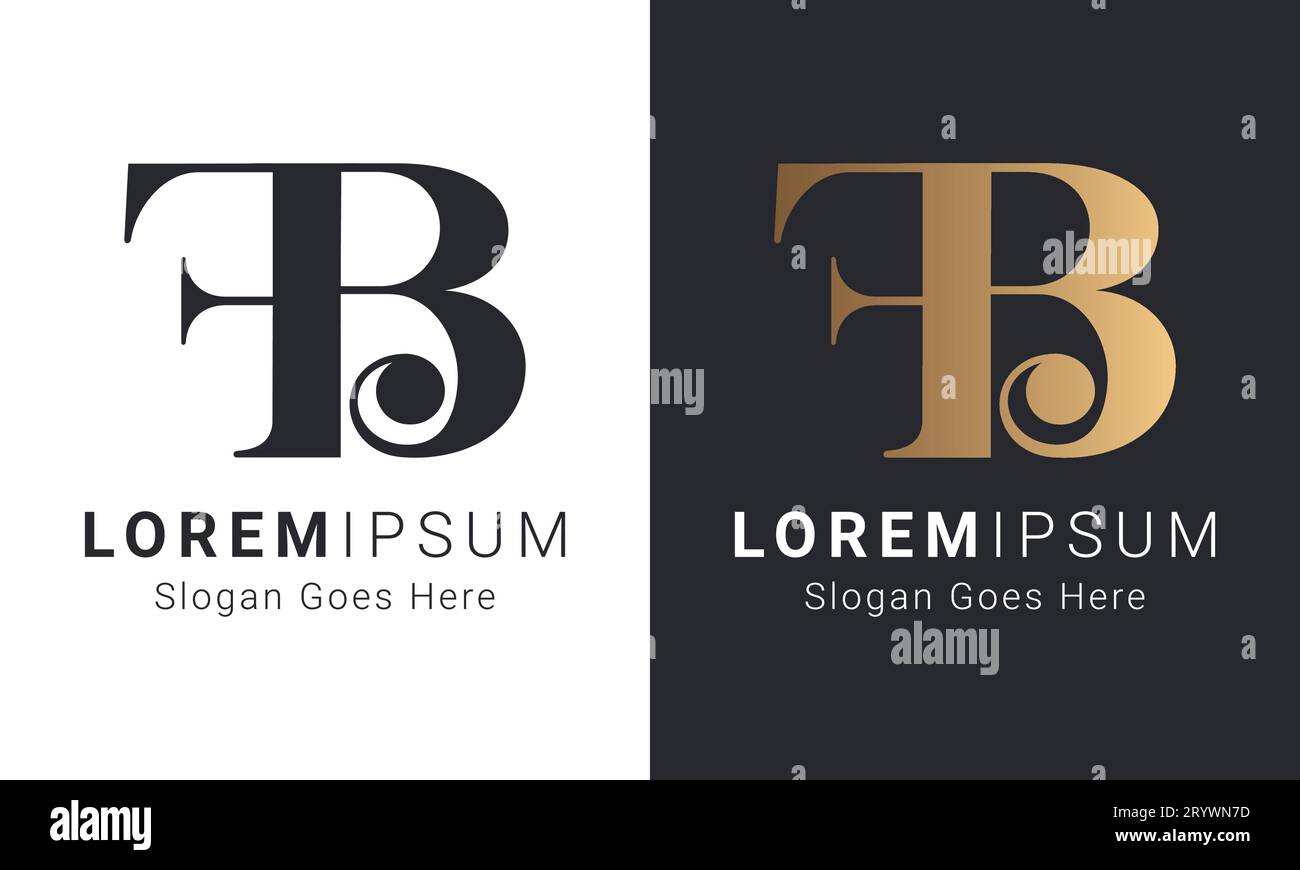 Luxuriöses erstes FB- oder BF-Textzeichen-Logo Stock Vektor