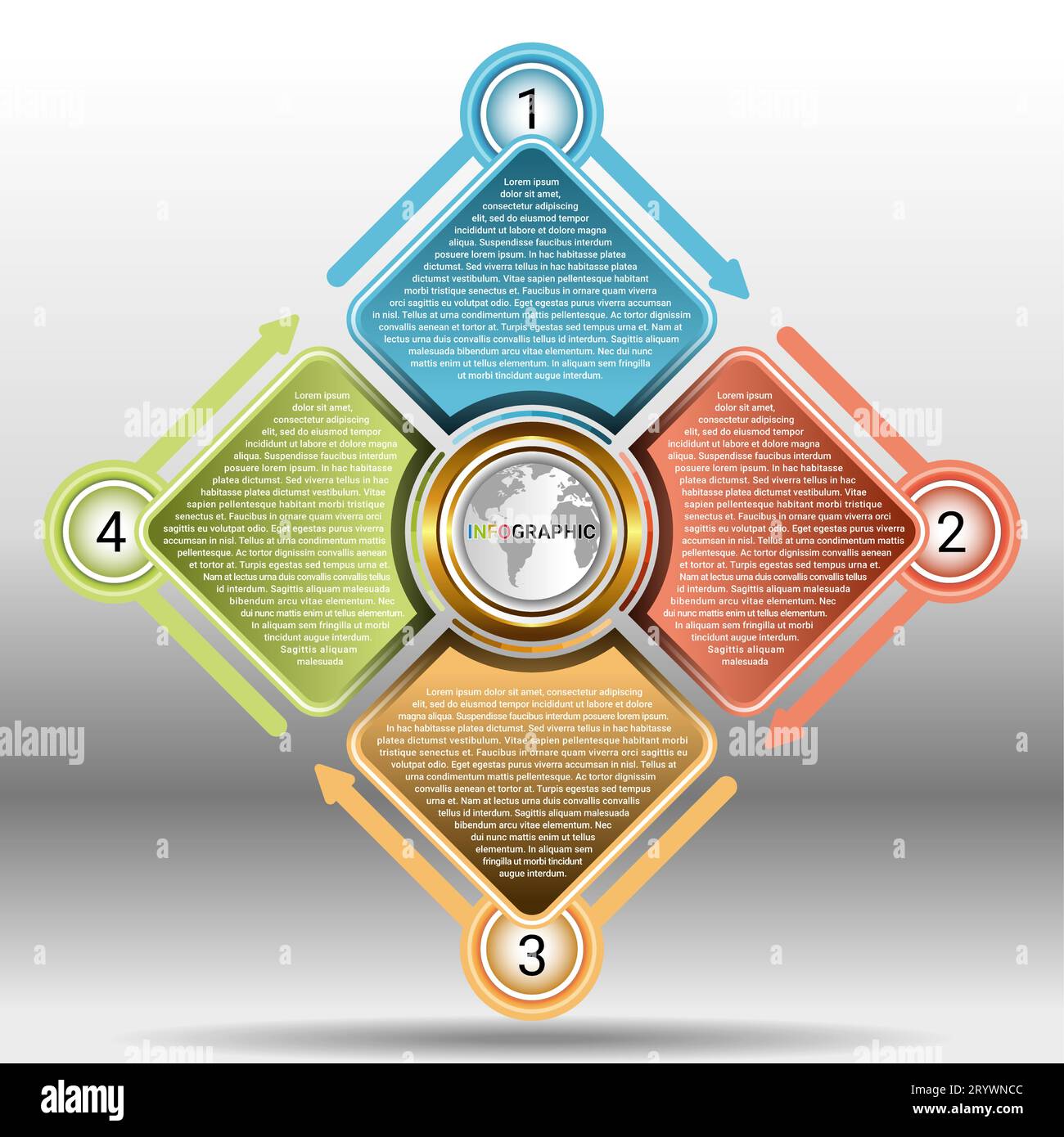 InfografikVorlage mit Diagramm 4 Schritten. DesignVorlage für