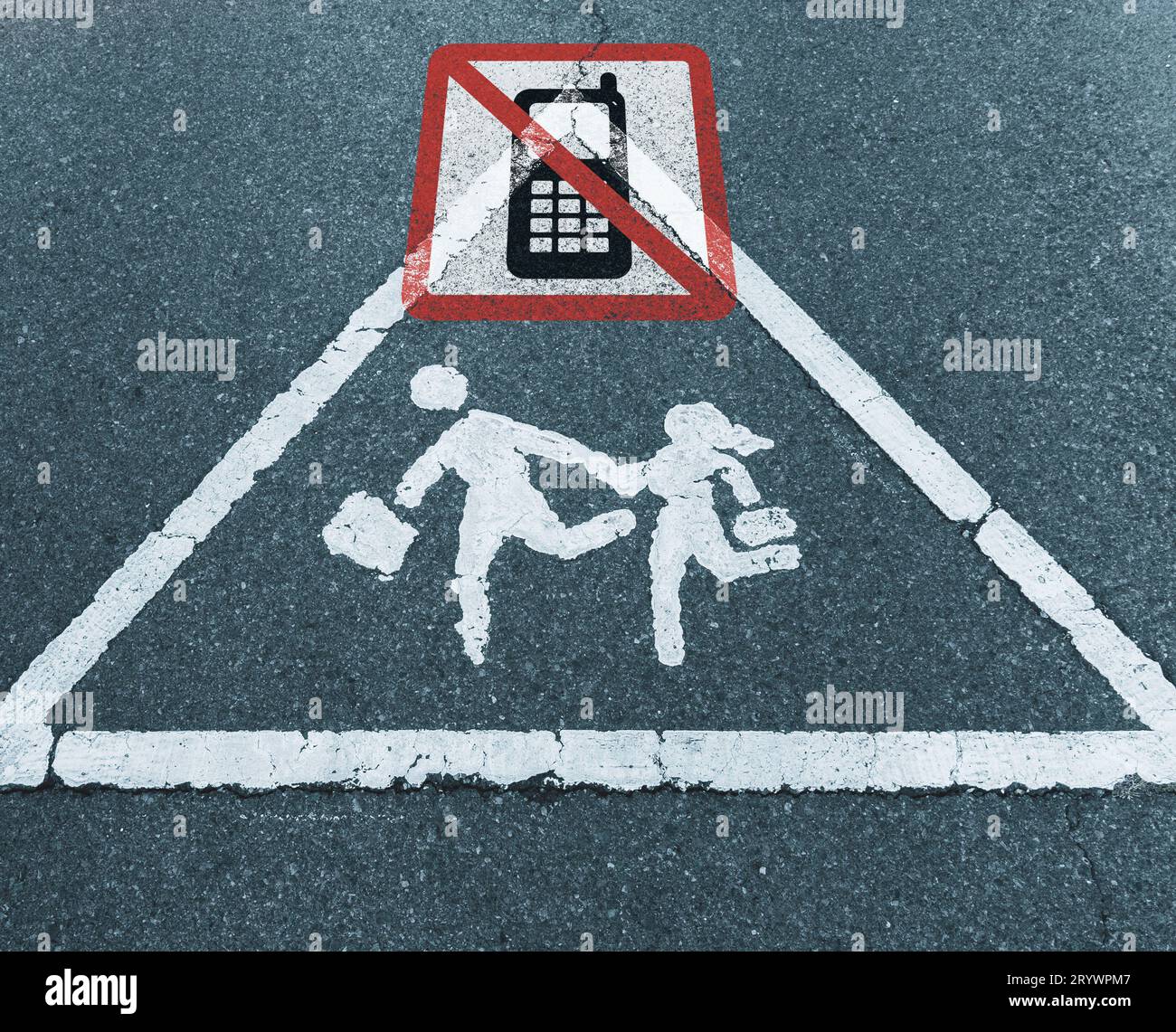 Schulschild, Handy, Telefonverbot in Schulen UK... Konzept Stockfoto