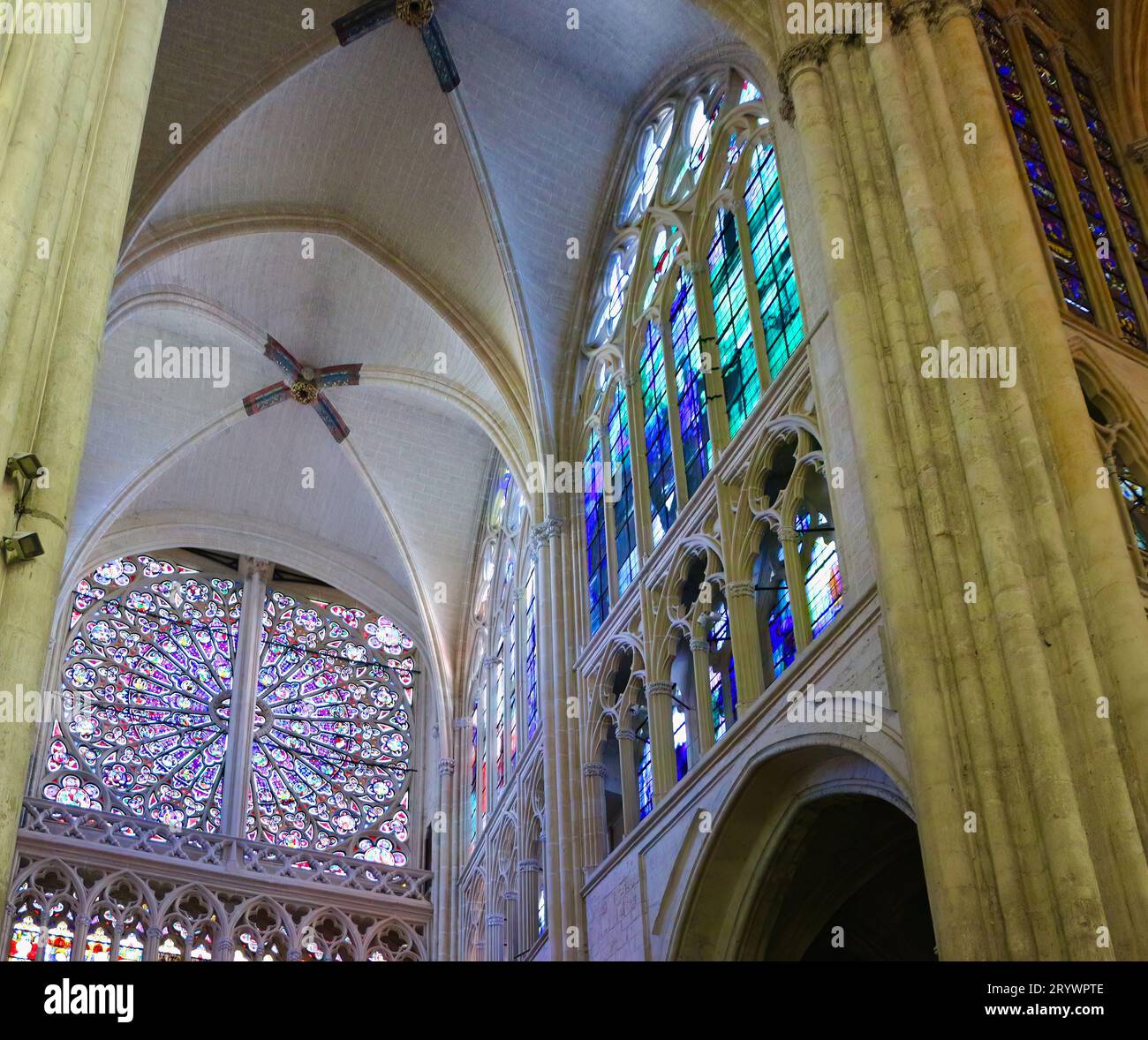 14. Jahrhundert Nordrosa mit seiner verstärkenden Bar Cathédrale Saint-Gatien de Tours Indre-et-Loire Frankreich Stockfoto