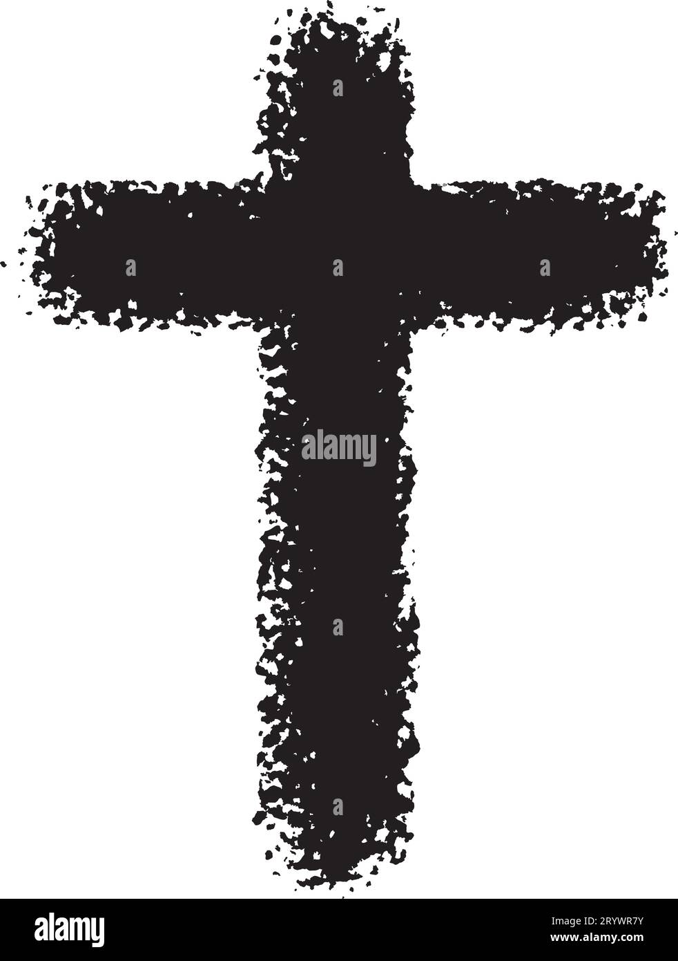 Grunge Cross christlicher religiöser Vektor-Ikone. Stock Vektor