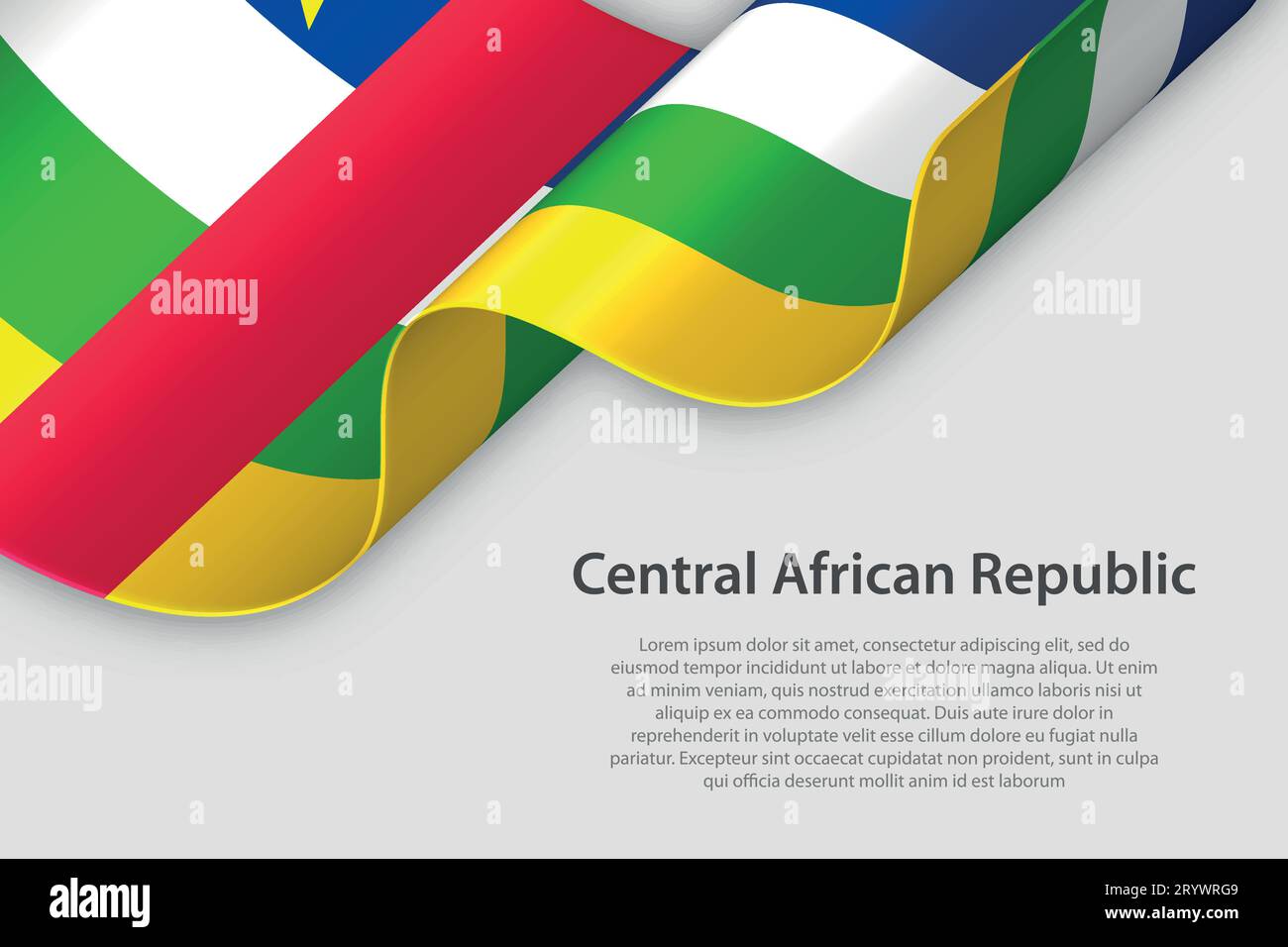 3D-Band mit Nationalflagge Zentralafrikanische Republik isoliert auf weißem Hintergrund mit Copyspace Stock Vektor