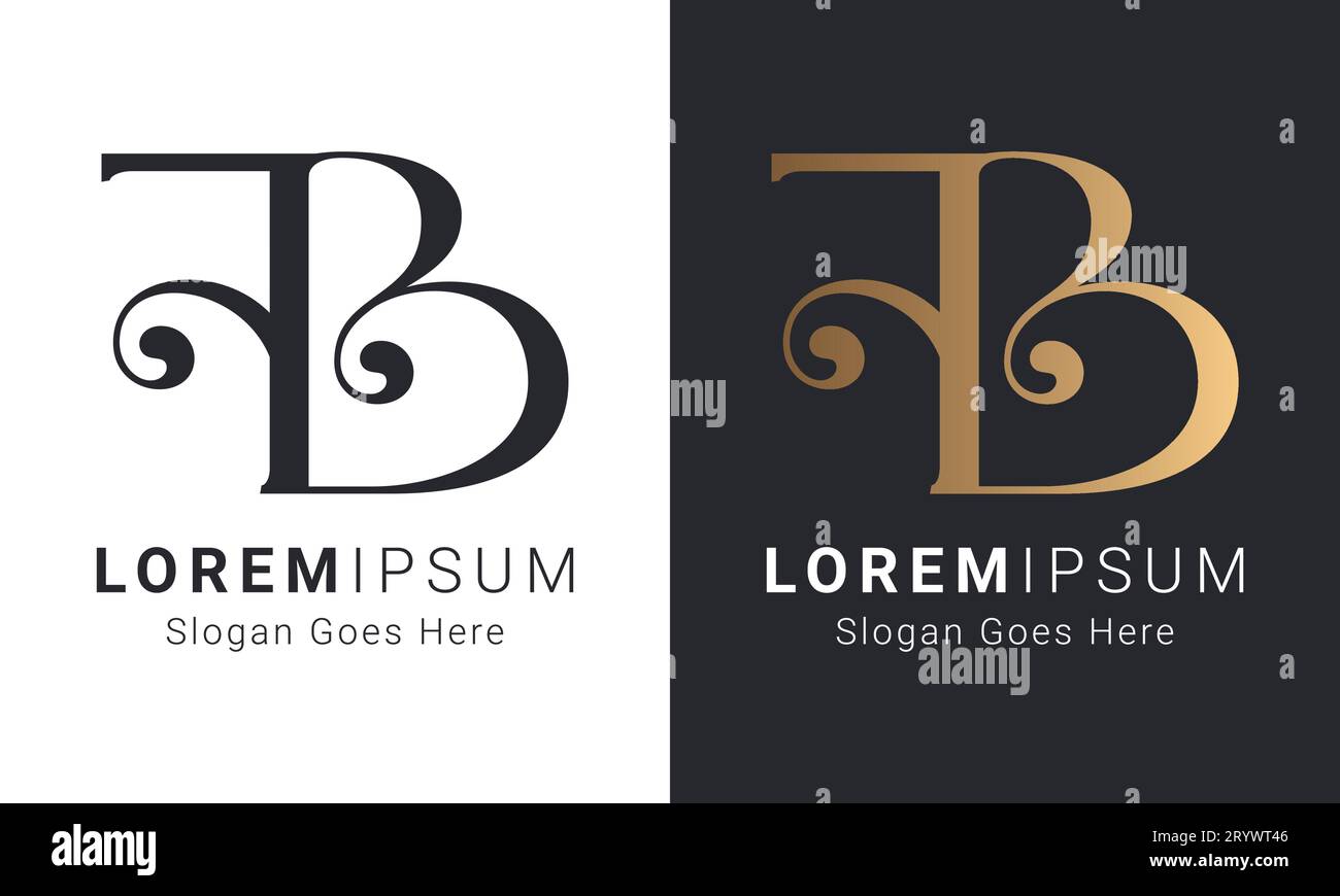 Luxuriöses erstes FB- oder BF-Textzeichen-Logo Stock Vektor
