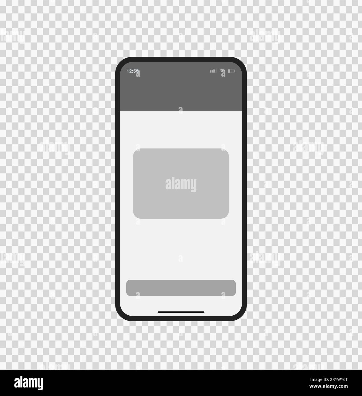 Smartphone-Mock-up mit Interface-Post in der App. Seitenvorlage für mobile Social-Media-Apps. Design des Bandprofils. Vektorillustration Stock Vektor