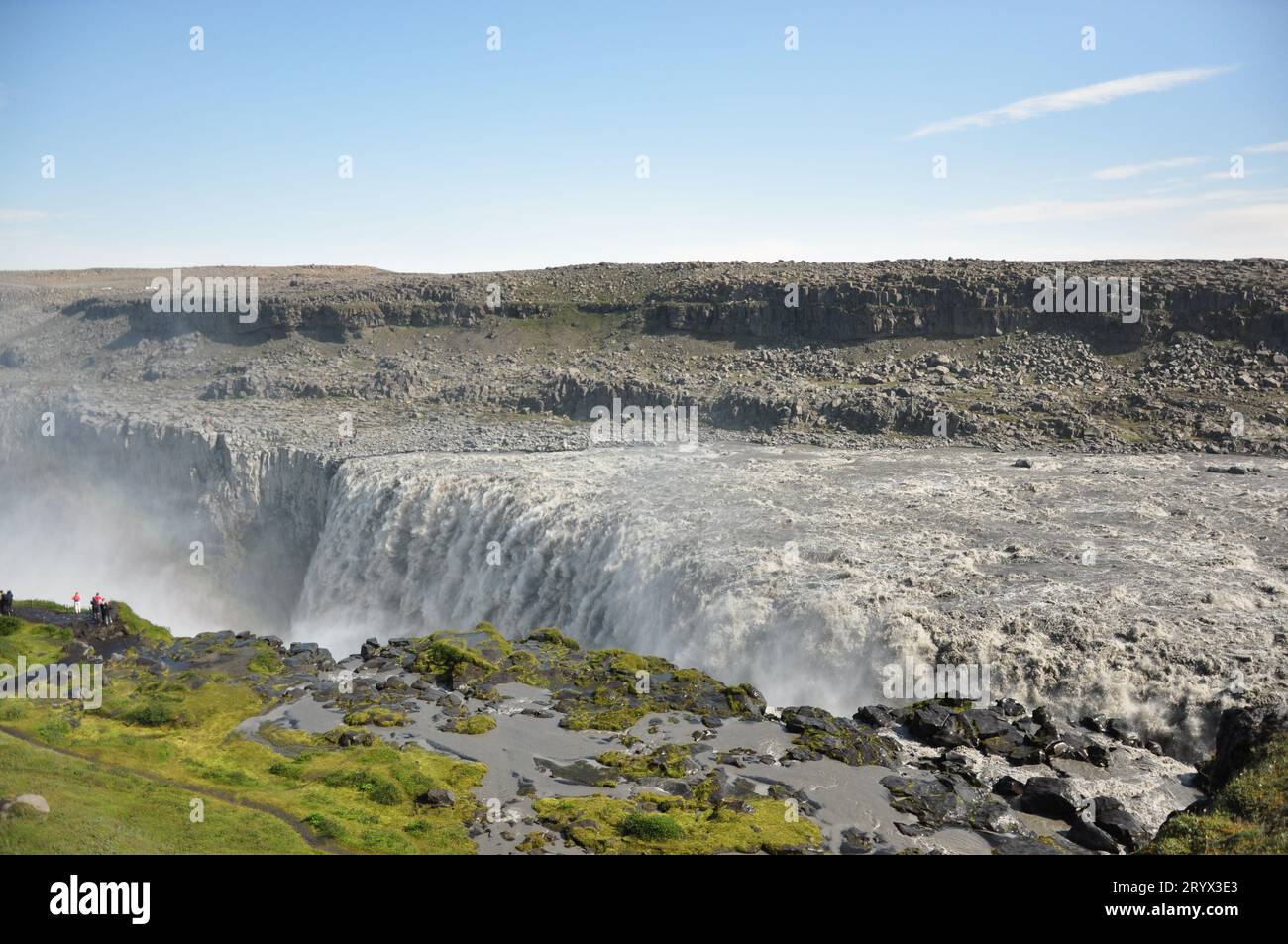 Fantastische isländische Landschaft am Dettifoss Wasserfall im Nordosten Islands. Dettifoss ist ein Wasserfall in Vatnajokull National P Stockfoto