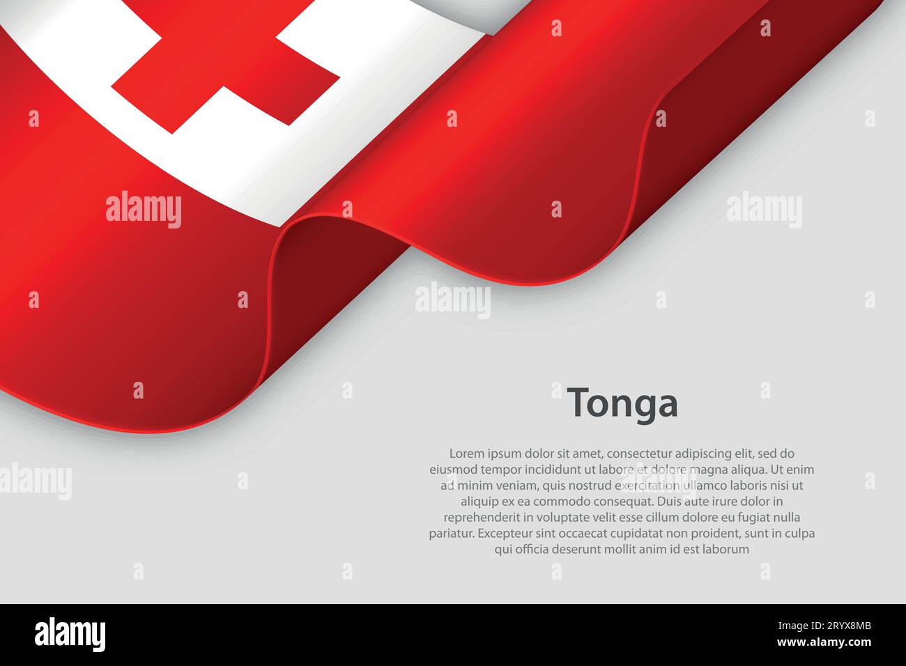 3D-Band mit Nationalflagge Tonga isoliert auf weißem Hintergrund mit Copyspace Stock Vektor