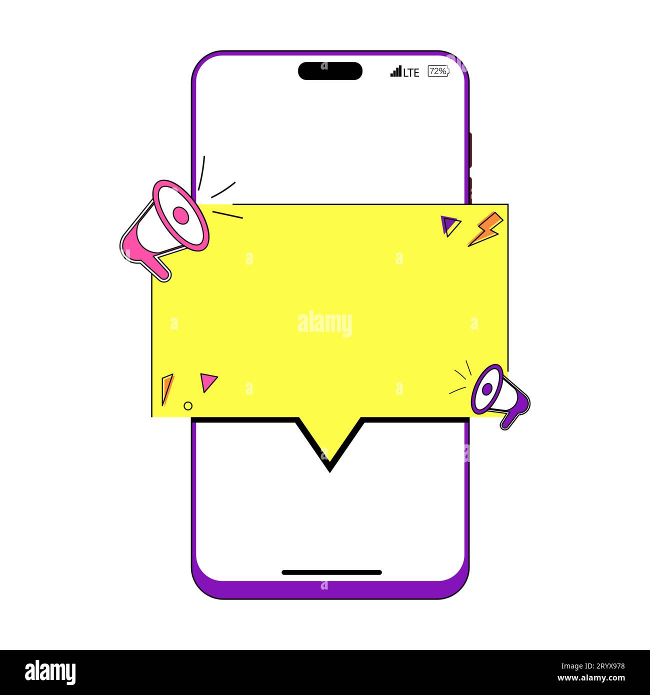 Nachricht am Telefon mit Platz zum Einfügen im Stil der 90er. Trendige Illustration zur Förderung Ihrer Ideen. Stock Vektor