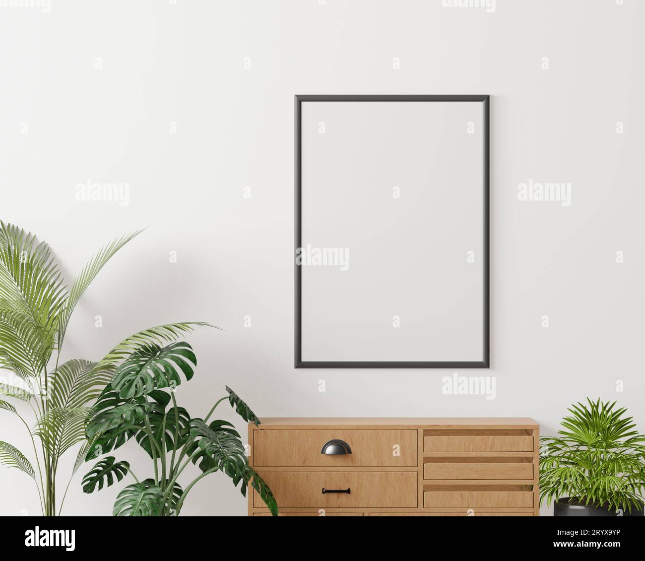 Das Zimmer und die weiße Wand im Hintergrund Stockfoto