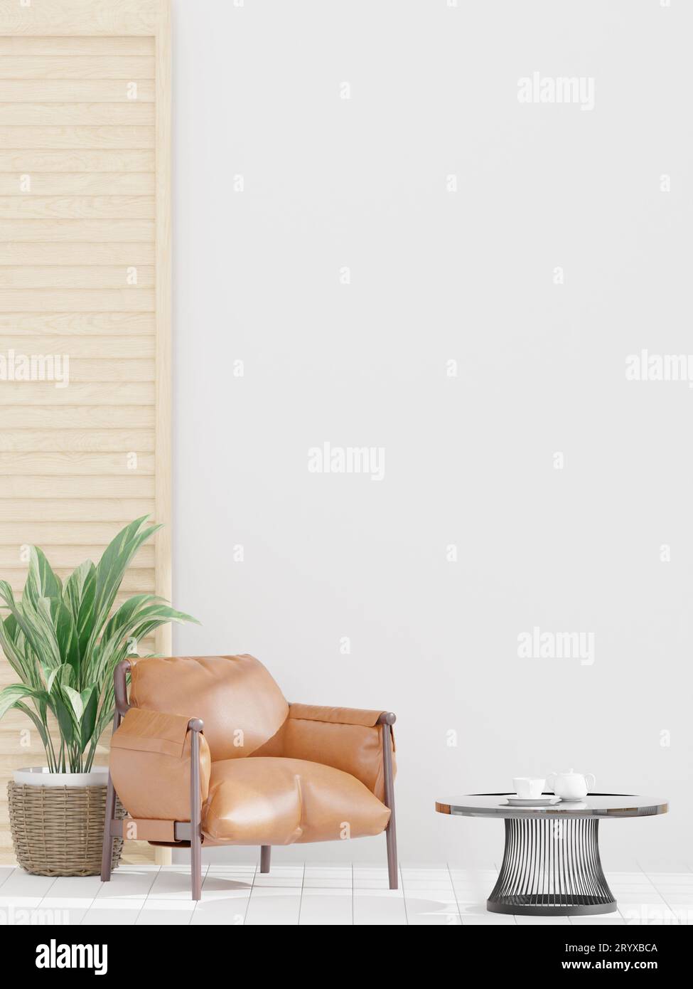 Wohnzimmer und weiße Wand Stockfoto