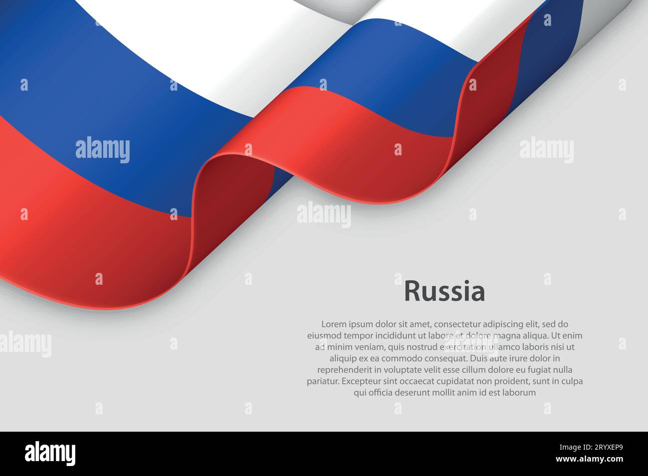 3D-Band mit Nationalflagge Russland isoliert auf weißem Hintergrund mit Copyspace Stock Vektor