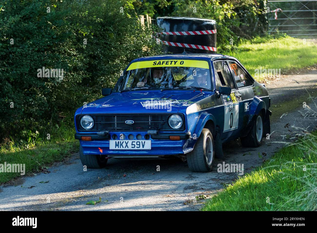Ceredigion, Wales - 02. September 2023 Rali Ceredigion: Sicherheitsfahrzeug vor dem Rennen auf der SS1 Borth 1 Wales, UK Stockfoto