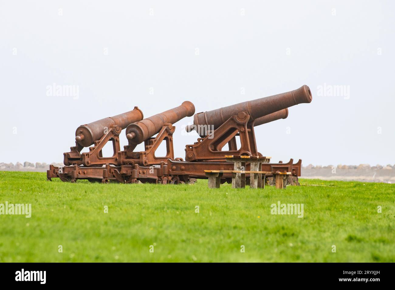 Pointe aux Cannon Battery in St. Pierre, Frankreich Stockfoto
