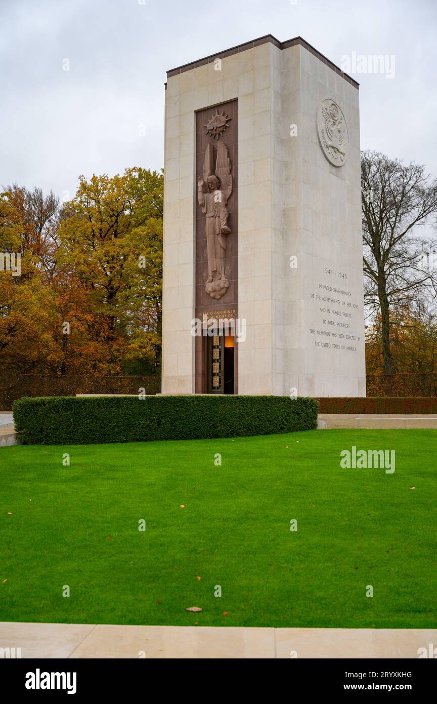 Die Gedächtniskapelle des Luxemburger Amerikanischen Friedhofs und Gedenkstätte in Hamm, Luxemburg-Stadt. Stockfoto