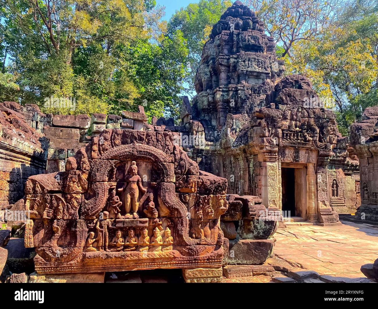 TA Som, Tasaom, ein kleiner buddhistischer Tempel in Angkor, Kambodscha. Stockfoto