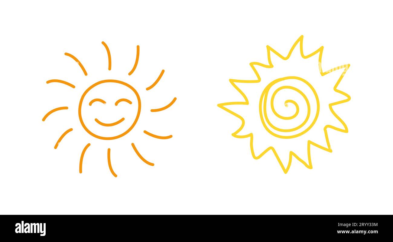 Doodle Sun Vector Set Stock Vektor