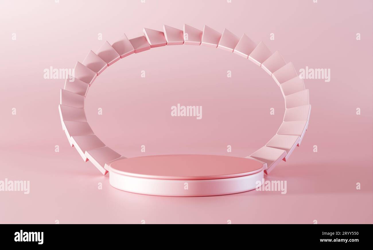 Minimal rosa Podium Bühne Hintergrund. Abstrakte Objektszene für Werbekonzept. 3D Darstellung von Illustrationen Stockfoto
