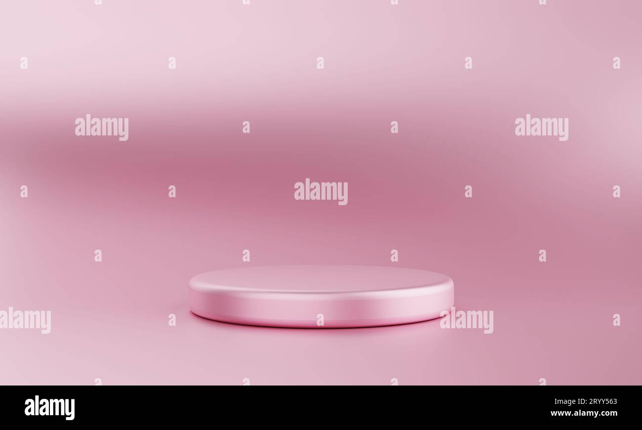 Minimal rosa Podium Bühne Hintergrund. Abstrakte Objektszene für Werbekonzept. 3D Darstellung von Illustrationen Stockfoto