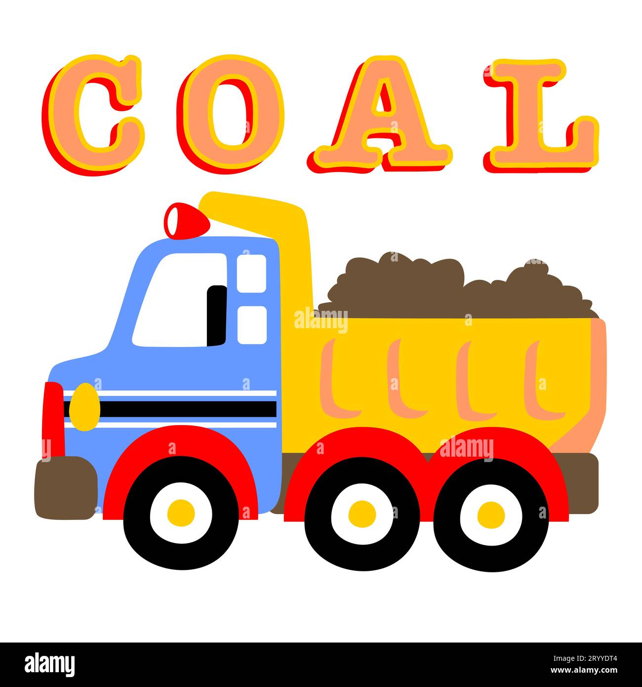 Vektor-Cartoon-Illustration des LKW, der Kohle verlädt Stock Vektor