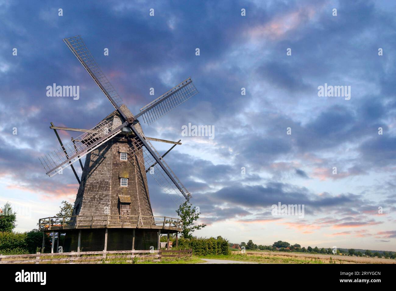 Turmwindmühle im Landkreis Coesfeld-Lette, Coesfeld, Münsterland, Nordrhein-Westfalen, Deutschland Stockfoto