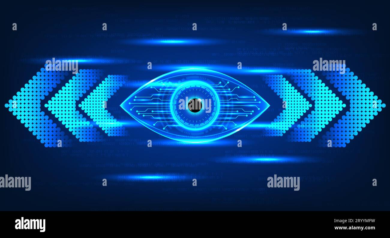 Augentechnologie mit Seitenpfeilen das Konzept der Suche nach Informationen, die zur Lösung von Problemen durch das Internet-Netzwerk verwendet werden, das die Kunstwerke Stock Vektor