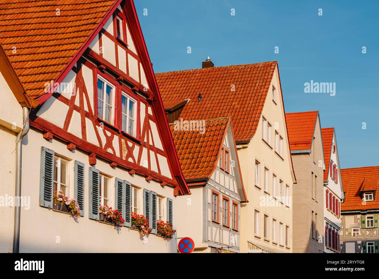 Die alten Fachwerkhäuser in Deutschland. Malerischer Blick auf die