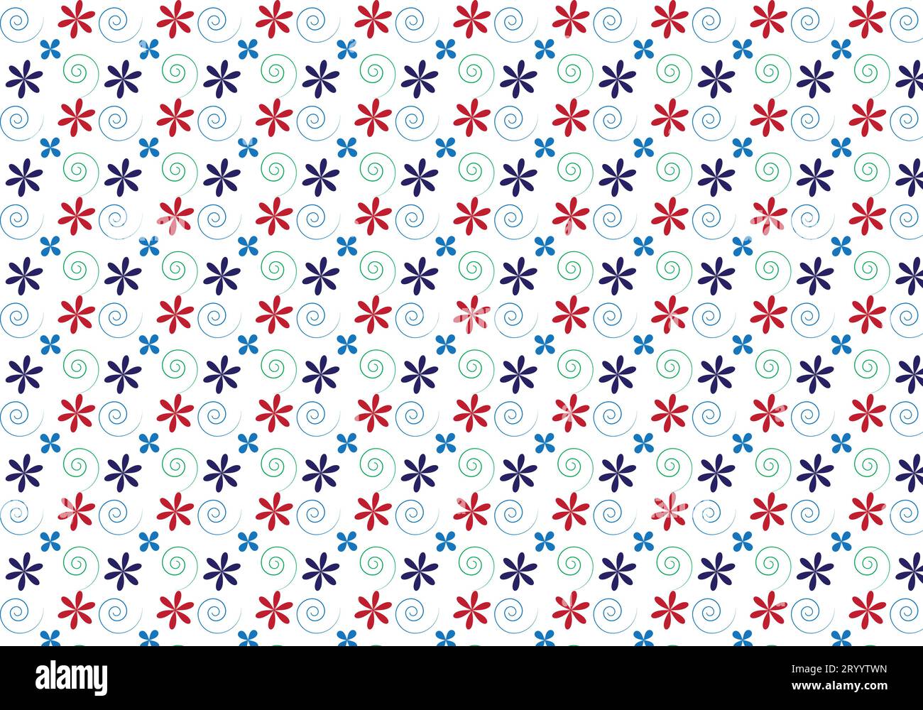 Nahtloses Vektormuster. Moderne, stilvolle abstrakte Textur. Geometrische Formen aus gestreiften Elementen wiederholen. Blütenform rot, marineblau, blau, grün. Stock Vektor