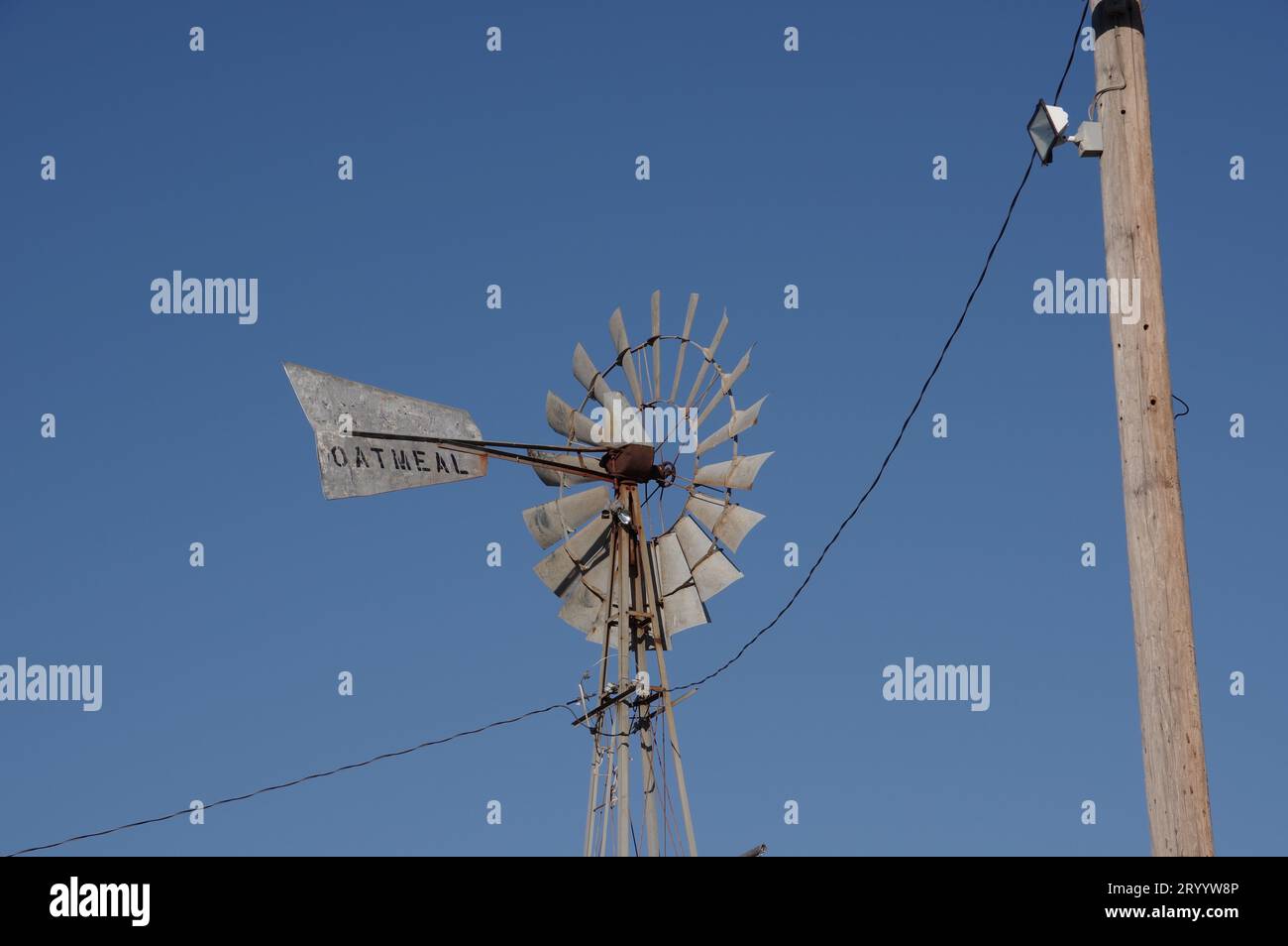 Eine Windmühle in Haferflocken, Texas Stockfoto